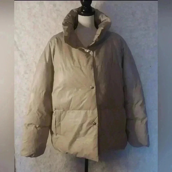 Women’s Taupe Puffer Coat Size XL - Picture 1 of 8